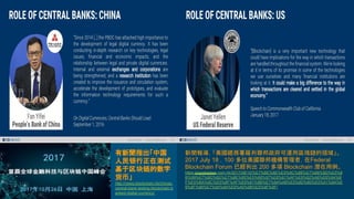 有新聞指出「中国
人民银行正在测试
基于区块链的数字
货币」
http://news.blockchain.hk/chinas-
central-bank-testing-blockchain-b
acked-digital-currency/
新聞報導，「美國總務署羅列聯邦政府可運用區塊鏈的領域」。
2017 July 18 ，100 多位美國聯邦機構管理者，在Federal
Blockchain Forum 已經列出 200 多項 Blockchain 潛在用例。
https://cryptonews.com.hk/2017/08/10/%E7%BE%8E%E5%9C%8B%E7%B8%BD%E5%8
B%99%E7%BD%B2%E7%BE%85%E5%88%97%E8%81%AF%E9%82%A6%E6%94%B
F%E5%BA%9C%E5%8F%AF%E9%81%8B%E7%94%A8%E5%8D%80%E5%A1%8A%E
9%8F%88%E7%9A%84%E9%A0%98%E5%9F%9F/
 