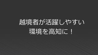 越境者が活躍しやすい
環境を高知に！
 