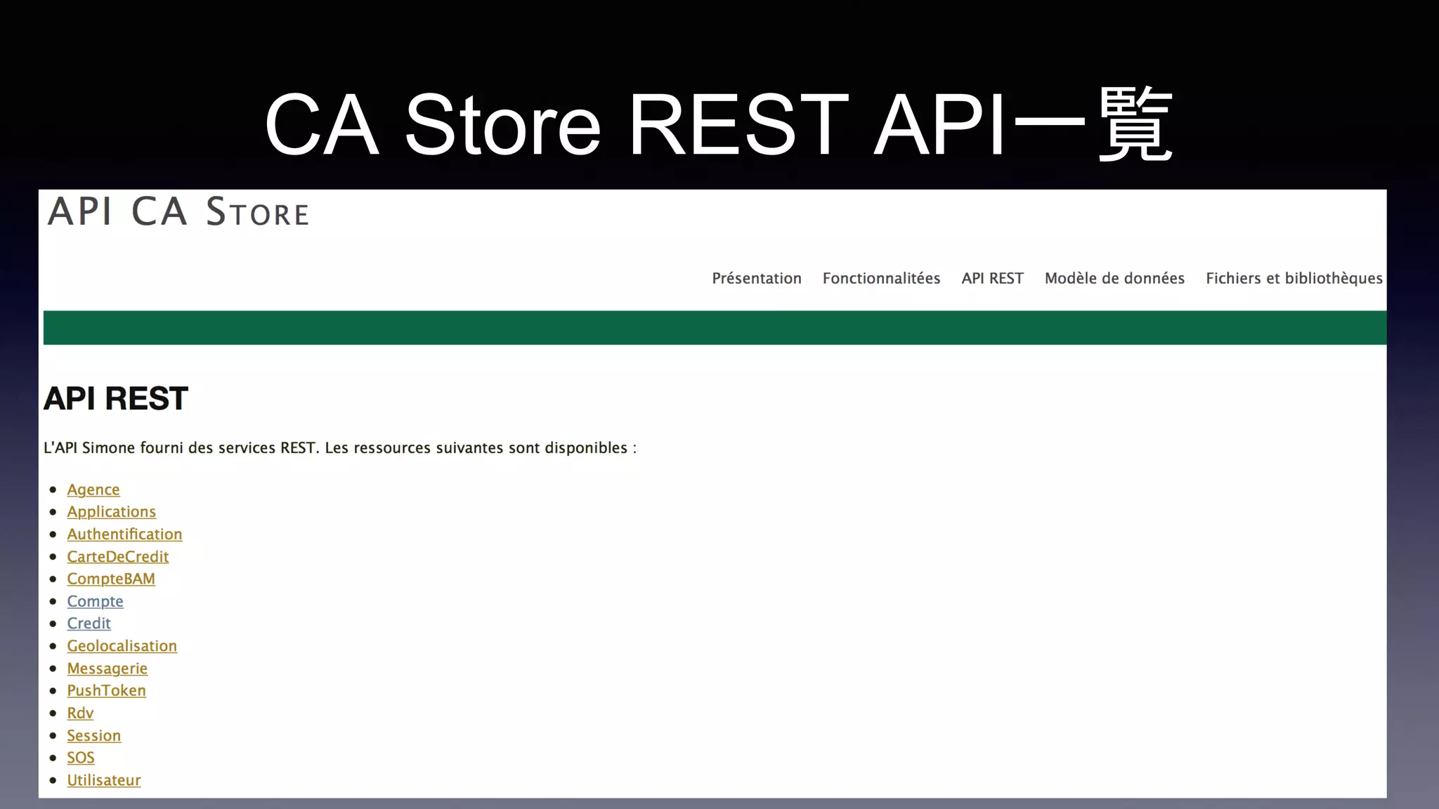 CA Store REST API一覧
 