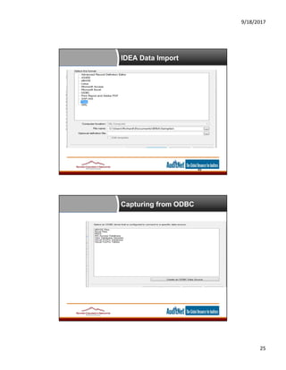 9/18/2017
25
IDEA Data Import
49
Capturing from ODBC
 
