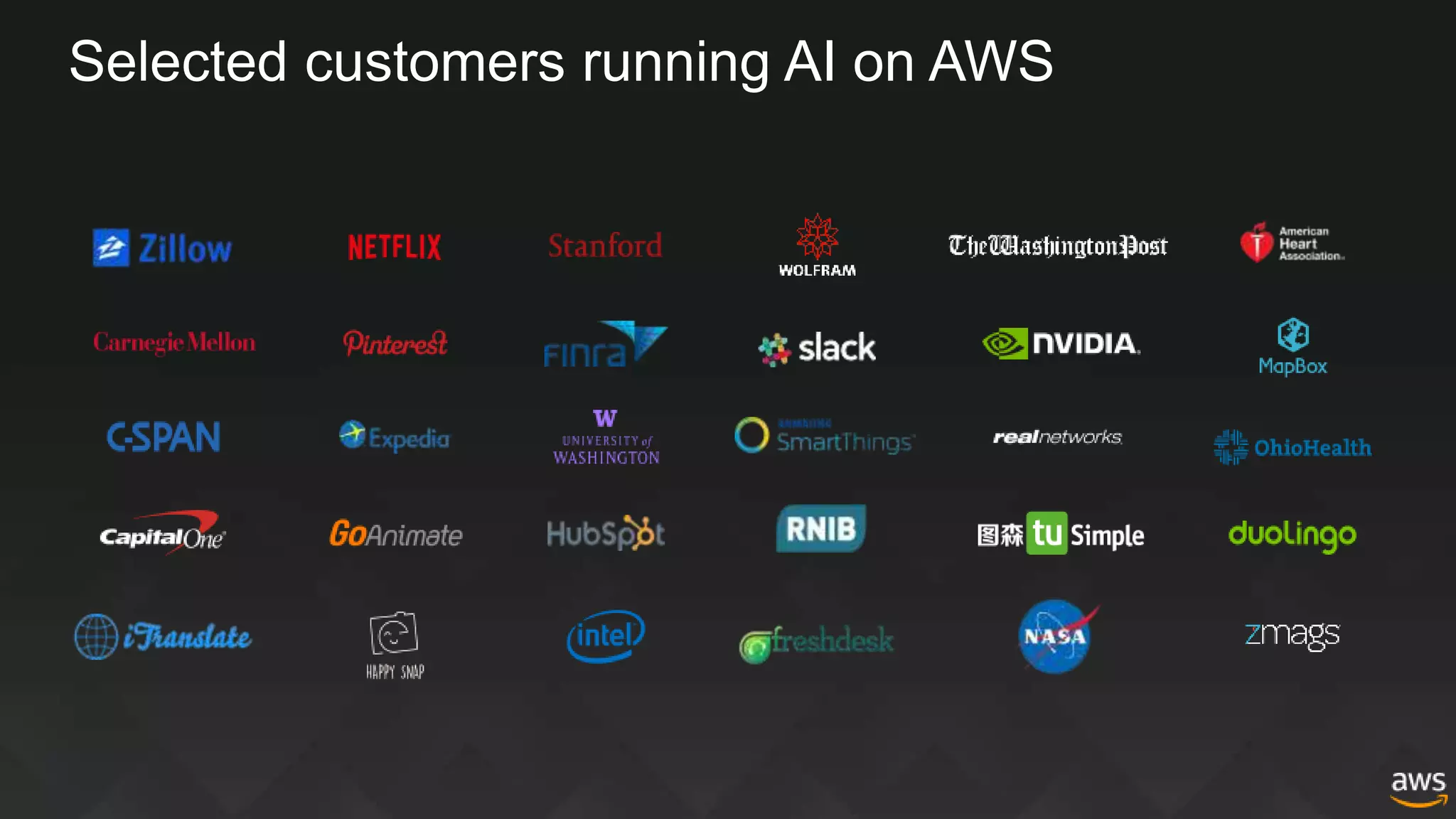Selected customers running AI on AWS
 