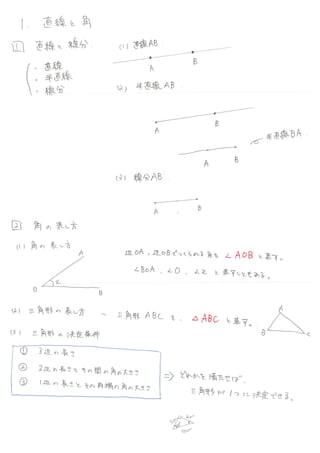 中1体系数学幾何　直線と角