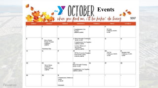 Events
Qi Gong
Clubhouse 10AM -
11AM
Dance/Strength Training
10AM -11AM
Dance/Strength Training
10AM -11AM
Tai Chi
Clubhouse 10AM -
11AM
Roomba Gold
Clubhouse 11AM -
12PM
Movie Mania:
Wonder Woman
Clubhouse
3:00PM
Movie Mania
Clubhouse
Paris Can Wait
3:00PM
Complimentary Get Together
3:00PM-4:30PM
Complimentary Get
Together
3:00PM-4:30PM
Complimentary Get Together
3:00PM-4:30PM
Complimentary Halloween
Lunch
11:30AM
Off-Site Excursion Pumpkin
Farm & Box Lunch
9:30AM-3:00PM
Lecture: History of
West Portal
3:00PM-4:30PM
 