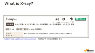 What is X-ray?
http://ejje.weblio.jp/content/X-ray 「英和辞典 Weblio辞書」より
 