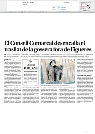 27/09/17Diari de Girona
Gerona
Prensa: Diaria
Tirada: 7.478 Ejemplares
Difusión: 5.313 Ejemplares
Página: 12
Sección: LOCAL Valor: 1.508,00 € Área (cm2): 434,9 Ocupación: 51,28 % Documento: 1/1 Autor: ACN/DdG FIGUERES Núm. Lectores: 36000
Cód:113187757
7 / 28
 