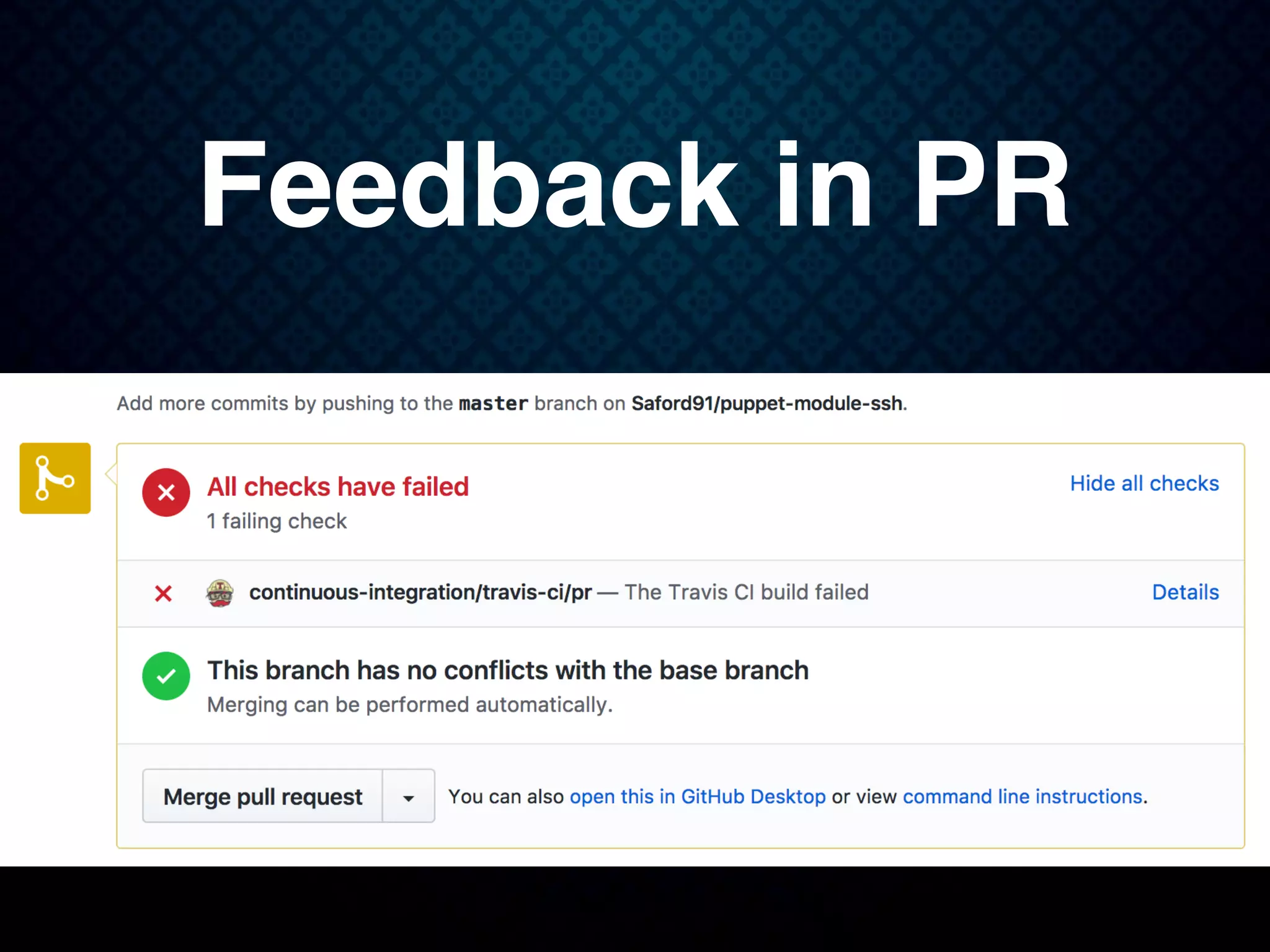 Feedback in PR
 