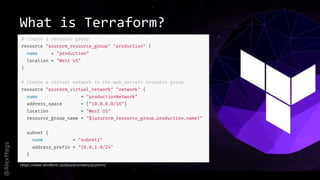 @AlexMags
What is Terraform?
https://www.terraform.io/docs/providers/azurerm/
 