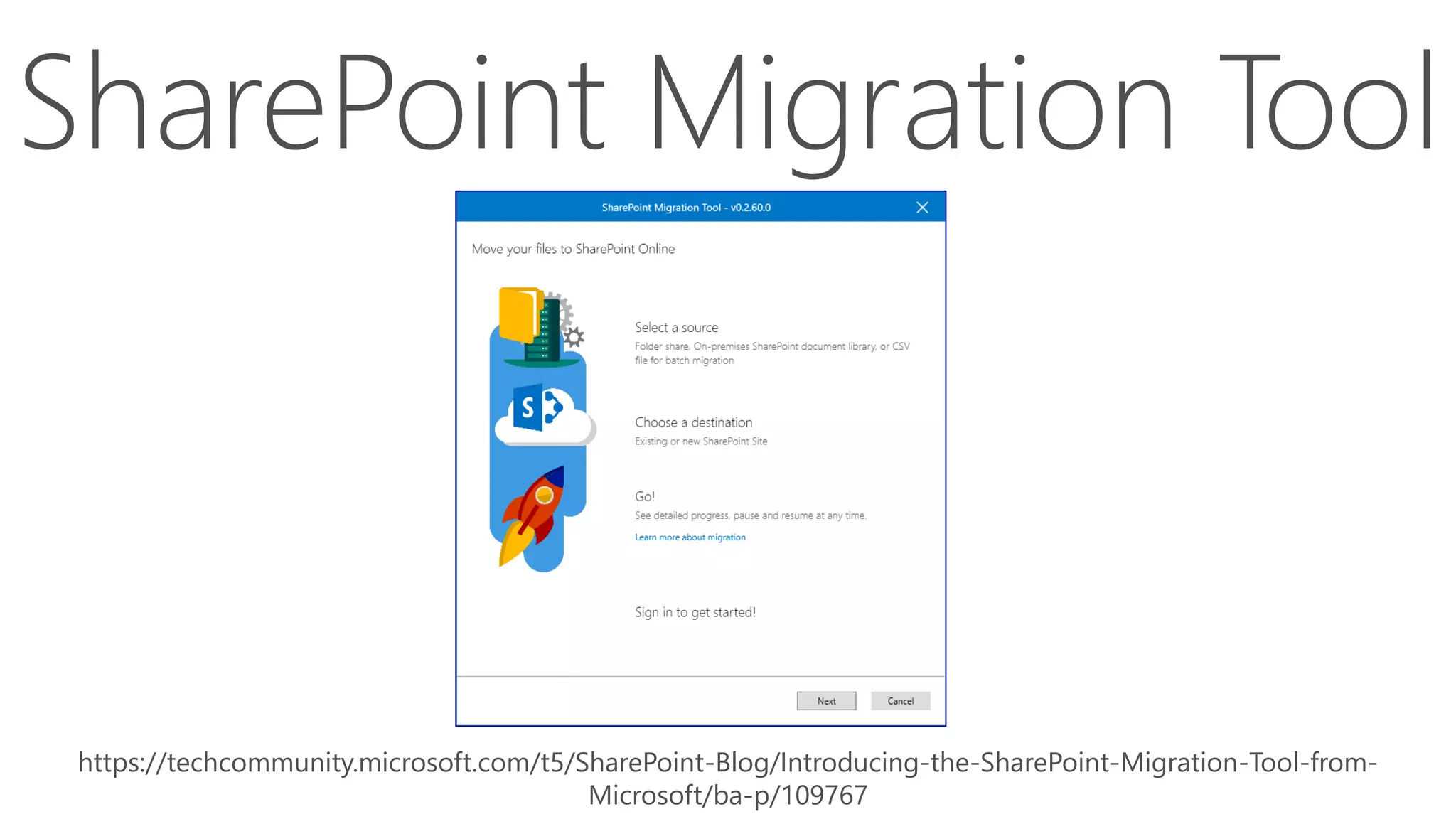 SharePoint Migration Tool
https://techcommunity.microsoft.com/t5/SharePoint-Blog/Introducing-the-SharePoint-Migration-Tool-from-
Microsoft/ba-p/109767
 