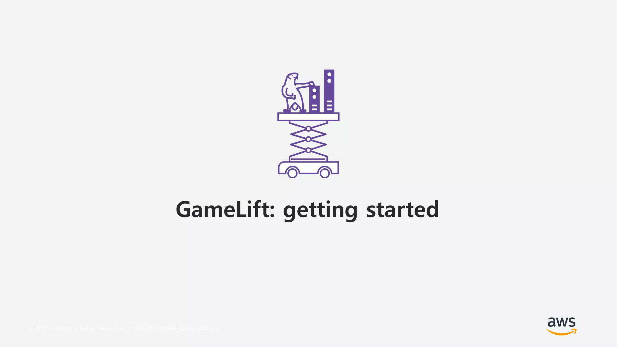 © 2017, Amazon Web Services, Inc. or its Affiliates. All rights reserved.
GameLift: getting started
 