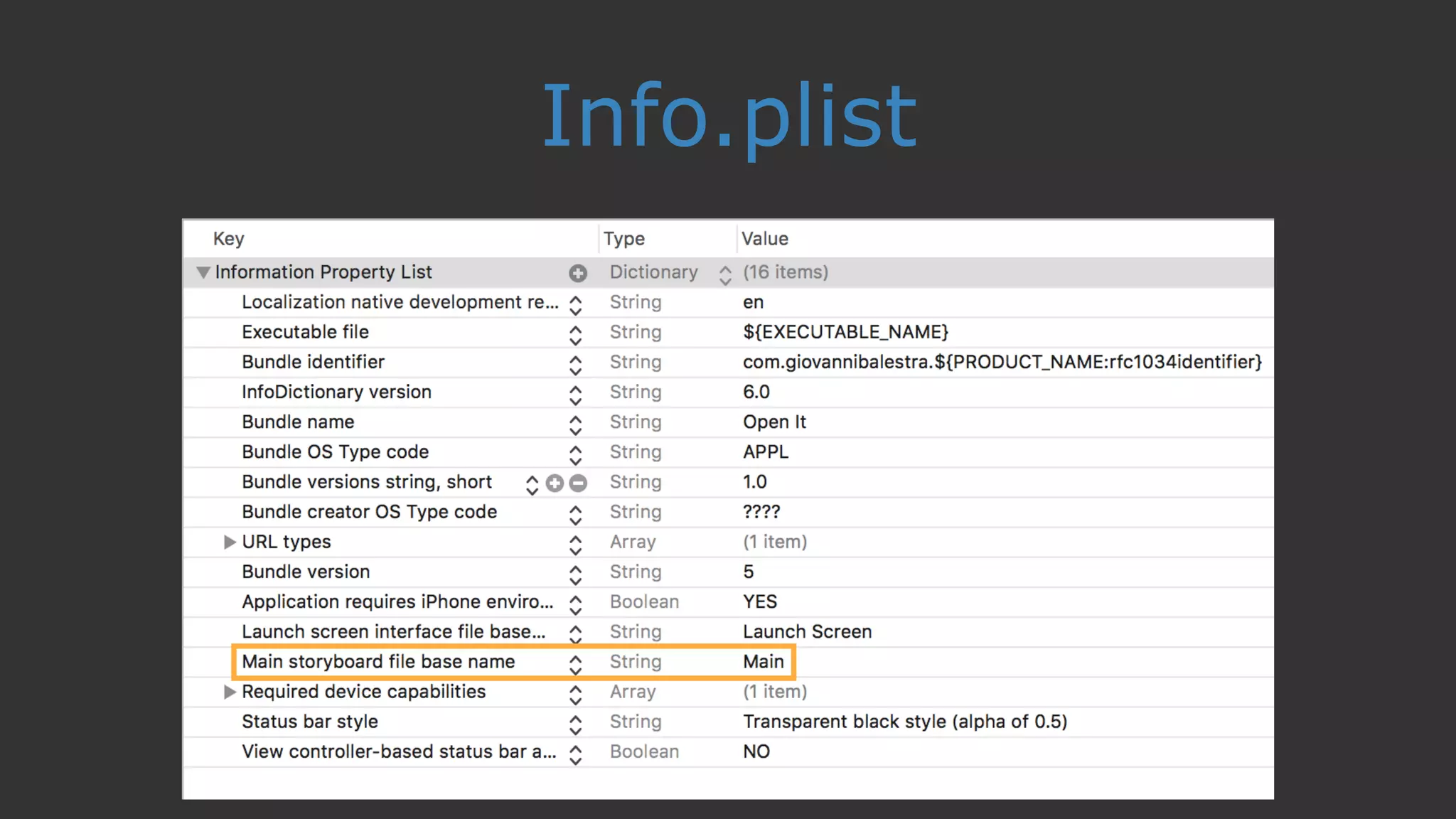 #AdvArchMobile
Info.plist
 