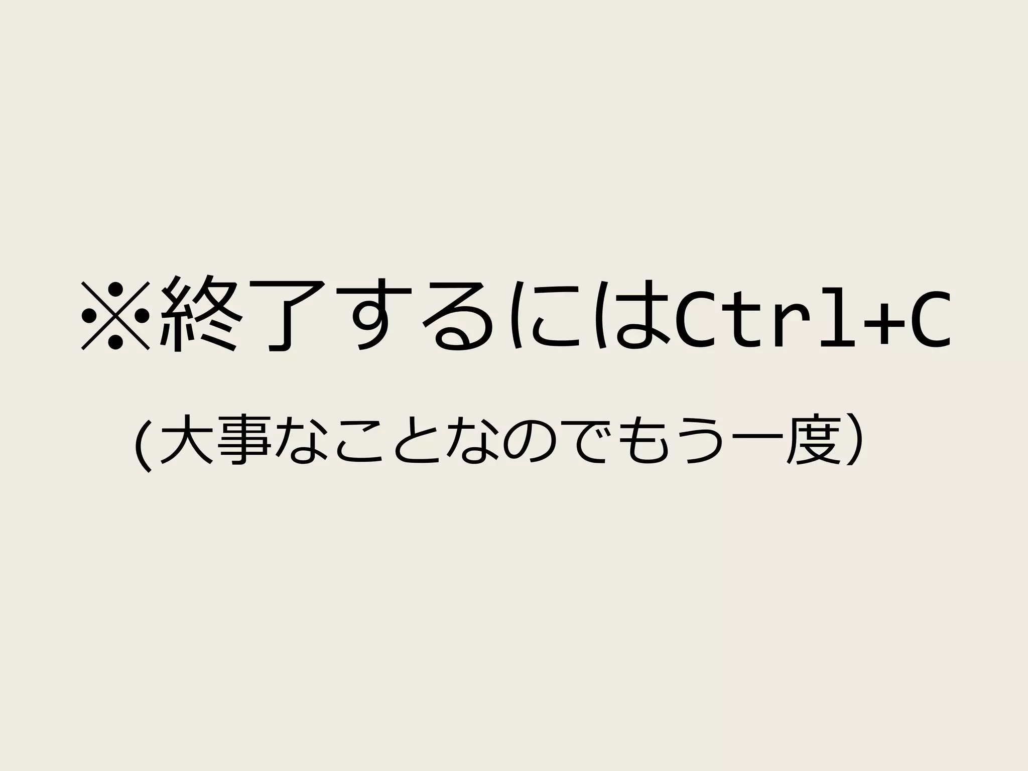 ※終了するにはCtrl+C
(大事なことなのでもう一度）
 