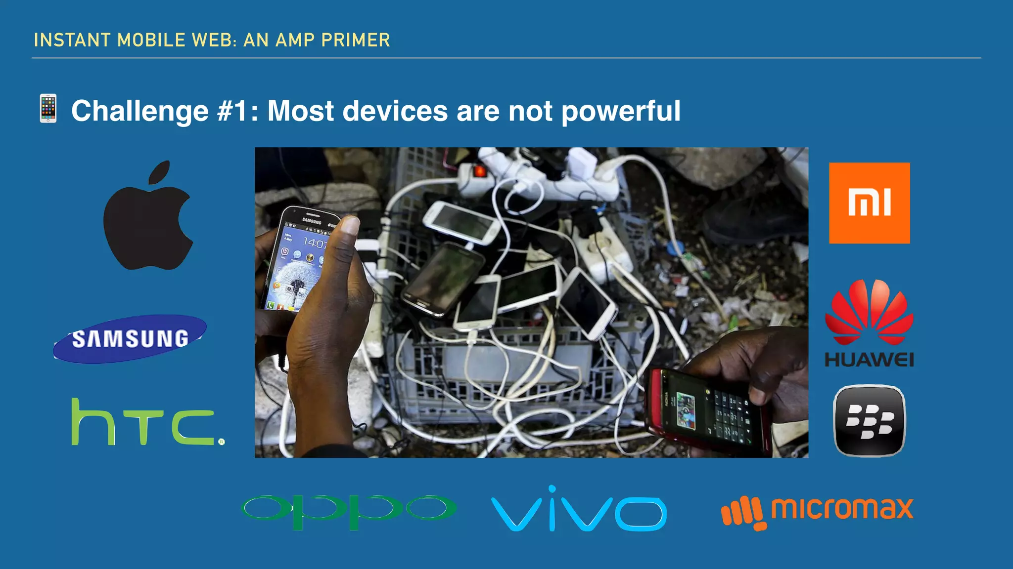 INSTANT MOBILE WEB: AN AMP PRIMER
📱 Challenge #1: Most devices are not powerful
 