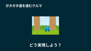 ガタガタ道を進むクルマ
どう実現しよう？
 