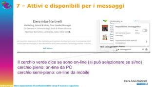 UnBreakFast libera associazione di professionisti in cerca di nuova occupazione
7 – Attivi e disponibili per i messaggi
Il cerchio verde dice se sono on-line (si può selezionare se si/no)
cerchio pieno: on-line da PC
cerchio semi-pieno: on-line da mobile
 