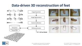 8th 3D BODY.TECH Conference & Expo
Montréal, Canada, 11-12 October 2017
Fast, portable and low-cost 3D foot digitizers:
va...