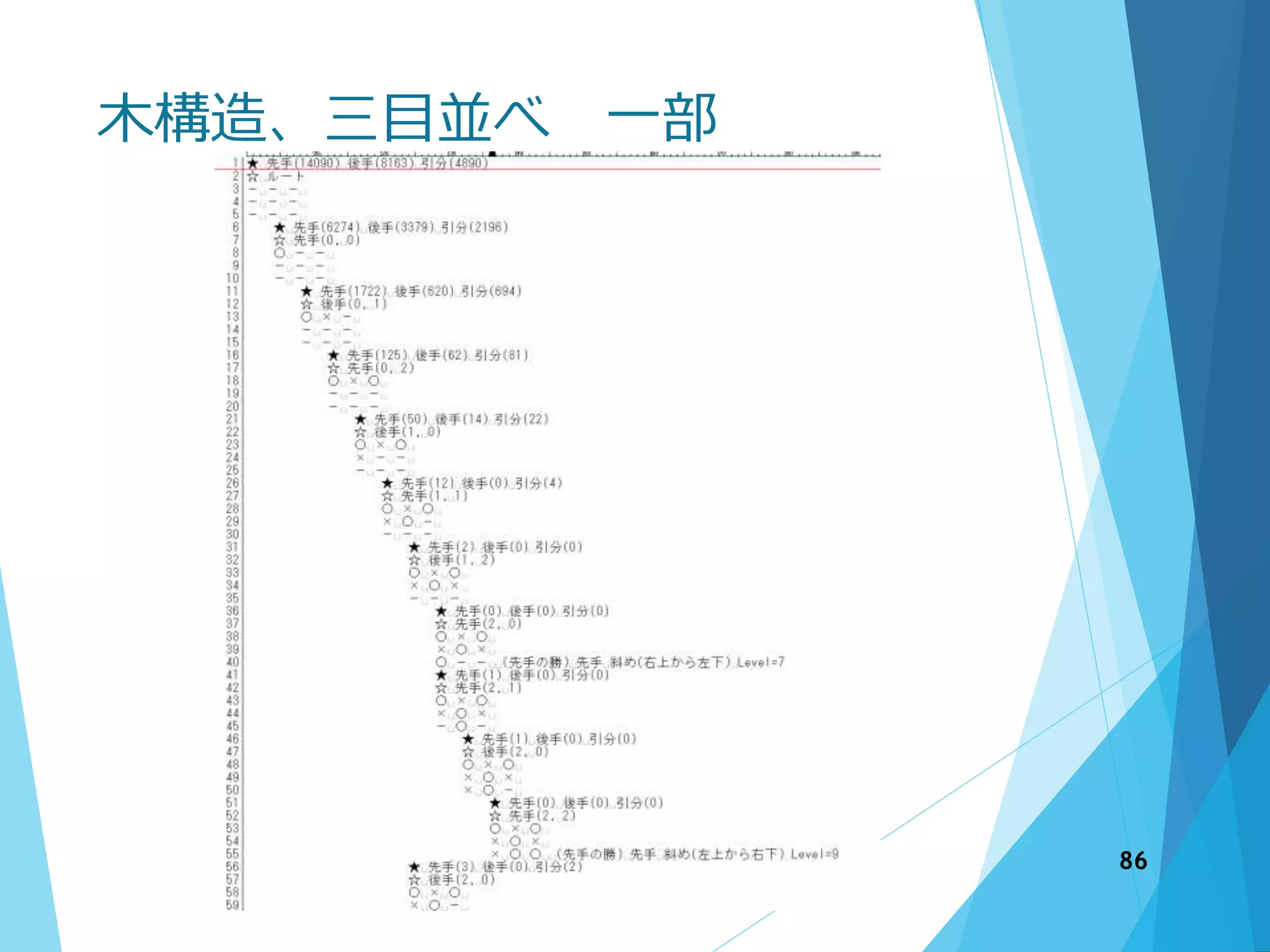 木構造、三目並べ 一部
86
 