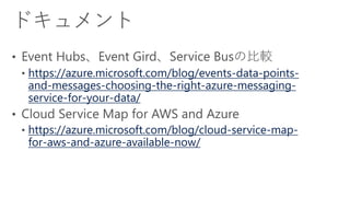 https://azure.microsoft.com/blog/events-data-points-
and-messages-choosing-the-right-azure-messaging-
service-for-your-data/
https://azure.microsoft.com/blog/cloud-service-map-
for-aws-and-azure-available-now/
 