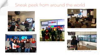 Sneak peek from around the world
Coca-Cola ASEAN Social Hub Network
New York IBM Newsroom, USA
KFC Sydney Newsroom, Australia
Merck “The Pulse” Tokyo, Japan
Indomie Newsroom Jakarta, Indonesia
 