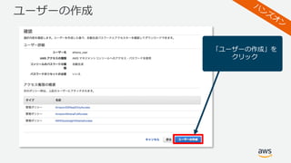 ユーザーの作成
「ユーザーの作成」を
クリック
 