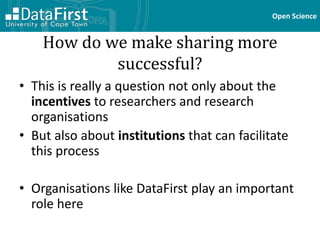 Open science and data sharing: the DataFirst experience/Martin Wittenberg