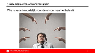 3. DATA EISEN & VERANTWOORDELIJKHEID
Wie is verantwoordelijk voor de uitvoer van het beleid?
9
 