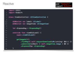 Reactive pod ‘RxSwift’
import RxSwift
 