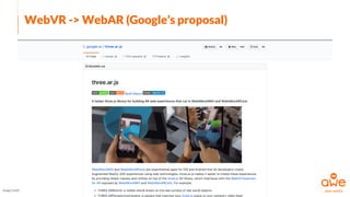 WebVR -> WebAR (Google’s proposal)
Image Credit
 