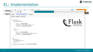 Onderdeel van FD Mediagroep
EL: Implementation
• sklearn RandomForestClassifier
• Served in a Flask app
32
 