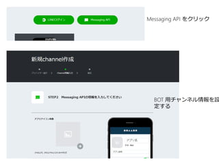 Messaging API をクリック
BOT 用チャンネル情報を設
定する
 