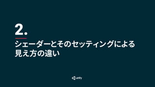 シェーダーとそのセッティングによる
見え方の違い
2.
 