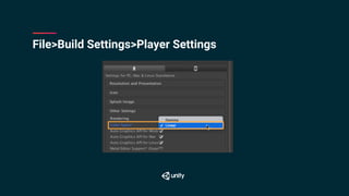 File>Build Settings>Player Settings
 