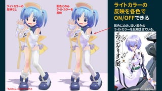 ライトカラーの
反映なし
ライトカラーの
反映を各色で
ON/OFFできる
影色にのみ
ライトカラーを
反映
『もえたん』©三才ブックス
影色にのみ、淡い紫色の
ライトカラーを反映させている。
©カラー
 