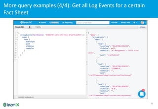 31
More	
  query	
  examples	
  (4/4):	
  Get	
  all	
  Log	
  Events	
  for	
  a	
  certain	
  
Fact	
  Sheet
 