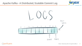 4KSQL- Streaming SQL for Apache Kafka
Apache Kafka - A Distributed, Scalable Commit Log
 