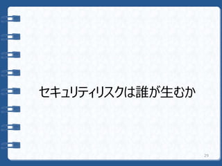 セキュリティリスクは誰が生むか
29
 