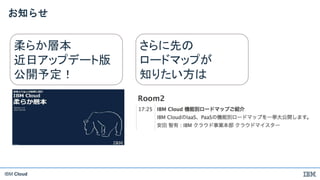 IBM Cloud
お知らせ
柔らか層本
近日アップデート版
公開予定！
さらに先の
ロードマップが
知りたい方は
 