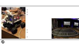 Donkey Car
• 市販製のラジコン
• 3Dプリントしたカメラマウント
• Raspberry Pi 3 + カメラモジュール
• 20周程度の学習データ
• G2インスタンスでのモ
デル作成(train)
• TensorFlow+Keras
 