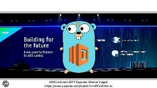 AWS Lambda
AWS re:Invent 2017 Keynote: Werner Vogels
https://www.youtube.com/watch?v=nFKVzEAm-ts
 