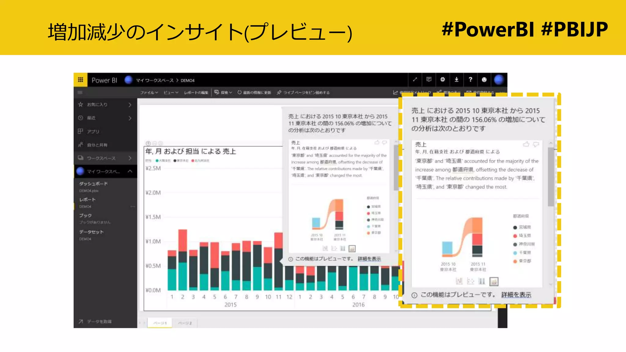 #PowerBI #PBIJP増加減少のインサイト(プレビュー)
 