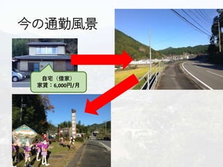 今の通勤風景
自宅（借家）
家賃：6,000円/月
 