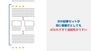 次の記事セットが 
同じ章節だとしても
はなれすぎて連続性がうすい
 