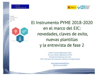20171219 Claves del instrumento PYME en el entorno del EIC  2018 20 sevilla