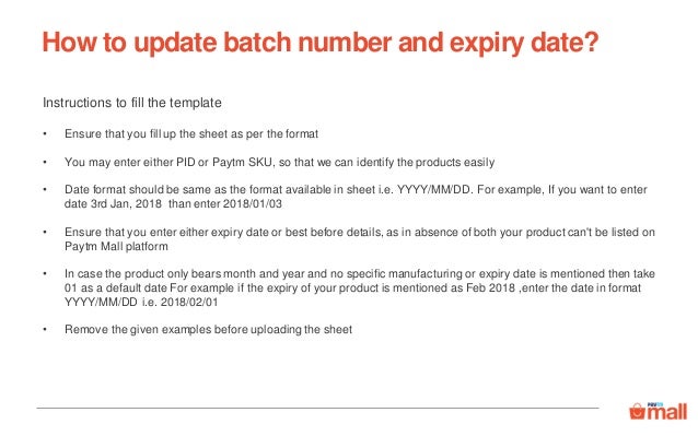 cataloguing update batch number expiry date best before date format