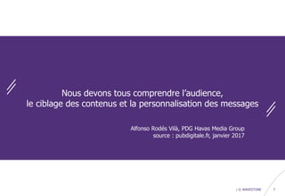 confidential | © WAVESTONE 7
Nous devons tous comprendre l’audience,
le ciblage des contenus et la personnalisation des messages
Alfonso Rodés Vilà, PDG Havas Media Group
source : pubdigitale.fr, janvier 2017
 