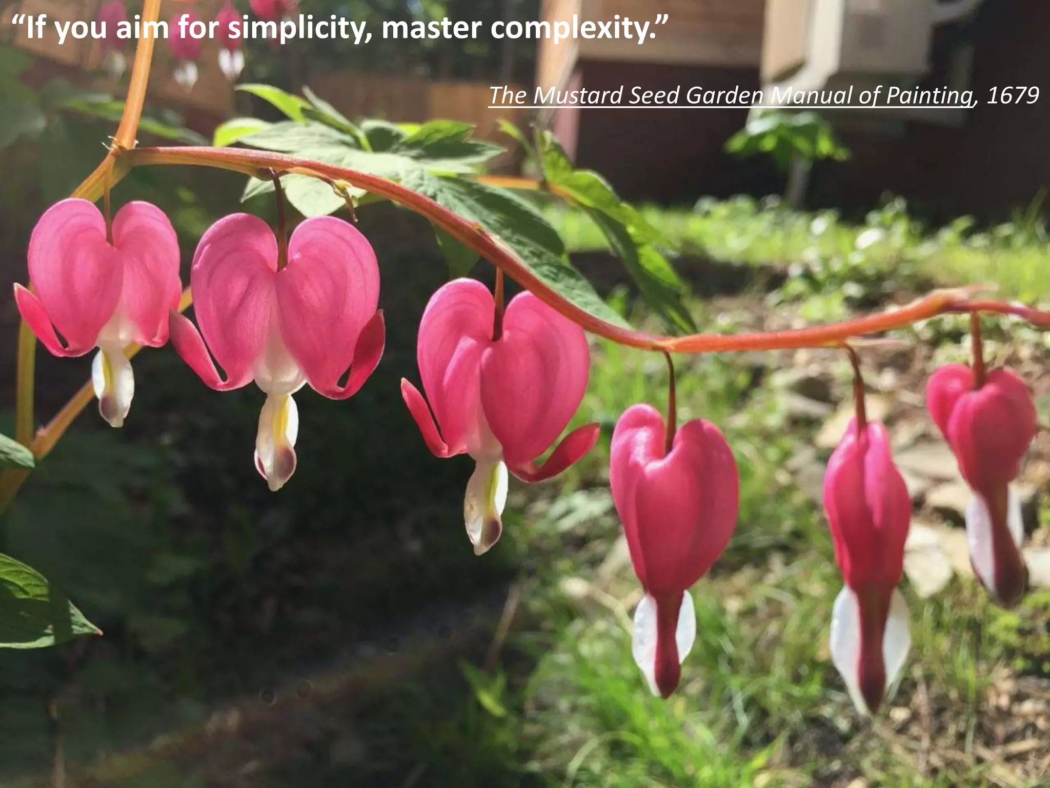 “If you aim for simplicity, master complexity.”
The Mustard Seed Garden Manual of Painting, 1679
 
