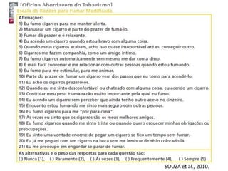[Oficina Abordagem do Tabagismo]
Leonardo Cançado Monteiro Savassi
Universidade Federal de Ouro Preto
SOUZA et al., 2010.
 