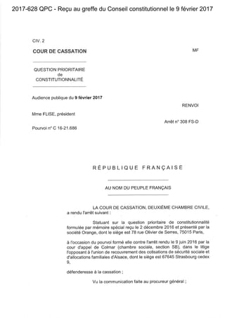 2017-628 QPC - Reçu au greffe du Conseil constitutionnel le 9 février 2017
 