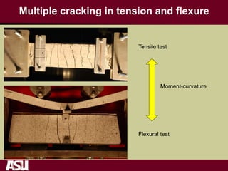 Multiple cracking in tension and flexure
Tensile test
Flexural test
Moment-curvature
 