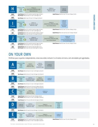 princess.com | 11	 Pós-Cruzeiro = excursão terrestre após o cruzeiro / Pré-Cruzeiro = excursão terrestre antes do cruzeiro
A10 Noites
Cruzeiro de 7 noites
Voyage
of the
Glaciers
1 noite no
Denali Princess
Wilderness Lodge
1 noite no
Mt. McKinley
Princess
Wilderness Lodge
1 noite em
Anchorage
AAX
Pós-Cruzeiro
Star Princess: Mai 6, 20; Jun 3, 17; Jul 1, 15, 29; Ago 12, 26; Set 9
ABX
Pré-Cruzeiro
Star Princess: Mai 10, 24; Jun 7, 21; Jul 5, 19; Ago 2, 16, 30; Set 13
B10 Noites
Cruzeiro de 7 noites
Voyage
of the
Glaciers
1 noite no
Mt. McKinley Princess
Wilderness Lodge
1 noite no
Denali Princess
Wilderness Lodge
1 noite em
Fairbanks
BAX
Pós-Cruzeiro
Star Princess: Mai 6, 20; Jun 3, 17; Jul 1, 15, 29; Ago 12, 26; Set 9
BBX
Pré-Cruzeiro
Island Princess: Mai 14, 28; Jun 11, 25; Jul 9, 23; Ago 6, 20; Set 3
Star Princess: Mai 10, 24; Jun 7, 21; Jul 5, 19; Ago 2, 16, 30; Set 13
C10 Noites
Cruzeiro de 7 noites
Voyage
of the
Glaciers
1 noite no
Denali Princess
Wilderness Lodge
2 Noites em
Fairbanks
CAX
Pós-Cruzeiro
Island Princess: Mai 10, 24; Jun 7, 21; Jul 5, 19; Ago 2, 16, 30
Star Princess: Mai 6, 20; Jun 3, 17; Jul 1, 15, 29; Ago 12, 26; Set 9
CBX
Pré-Cruzeiro
Coral Princess: Mai 17, 31; Jun 14, 28; Jul 12, 26; Ago 9, 23; Set 6
D11 Noites
1 noite em
Anchorage
1 noite no
Mt. McKinley Princess
Wilderness Lodge
2 Noites no
Denali Princess Wilderness Lodge
Cruzeiro de 7
noites
Voyage
of the
Glaciers
DBX
Pré-Cruzeiro
Star Princess: Mai 9, 23; Jun 6, 20; Jul 4, 18; Ago 1, 15, 29; Set 12
E11 Noites
Cruzeiro de 7 noites
Voyage
of the
Glaciers
1 noite no
Mt. McKinley Princess
Wilderness Lodge
2 Noites no
Denali Princess Wilderness Lodge
1 noite em
Fairbanks
EAX
Pós-Cruzeiro
Coral Princess: Mai 13, 27; Jun 10, 24; Jul 8, 22; Ago 5, 19; Set 2	 Island Princess: Mai 10, 24; Jun 7, 21; Jul 5, 19; Ago 2, 16, 30
Star Princess: Mai 6, 20; Jun 3, 17; Jul 1, 15, 29; Ago 12, 26; Set 9
H12 Noites
Cruzeiro de 7 noites
Voyage
of the
Glaciers
2 Noites no
Denali Princess Wilderness Lodge
NaturalHistoryTour
2 Noites no
Mt. McKinley Princess
Wilderness Lodge
1 noite em
Anchorage
HA5
Pós-Cruzeiro
Coral Princess: Mai 13, 27; Jun 10, 24; Jul 8, 22; Ago 5, 19; Set 2	 Island Princess: Mai 10, 24; Jun 7, 21; Jul 5, 19; Ago 2, 16, 30
Star Princess: Mai 6, 20; Jun 3, 17; Jul 1, 15, 29; Ago 12, 26
HB5
Pré-Cruzeiro
Star Princess: Mai 22; Jun 5, 19; Jul 3, 17, 31; Ago 14, 28; Set 11
I12 Noites
Cruzeiro de 7 noites
Voyage
of the
Glaciers
2 Noites no
Mt. McKinley Princess
Wilderness Lodge
2 Noites no
Denali Princess Wilderness Lodge
Tour de História Natural
1 noite em
Fairbanks
Cruzeiro
Sternwheeler
Riverboat
IA5
Pós-Cruzeiro
Coral Princess: Mai 13, 27; Jun 10, 24; Jul 8, 22; Ago 5, 19; Set 2		Island Princess: Mai 10, 24; Jun 7, 21; Jul 5, 19; Ago 2, 16, 30
Star Princess: Mai 6, 20; Jun 3, 17; Jul 1, 15, 29; Ago 12, 26
IB5
Pré-Cruzeiro
Coral Princess: Mai 15, 29; Jun 12, 26; Jul 10, 24; Ago 7, 21; Set 4		Island Princess: Mai 12, 26; Jun 9, 23; Jul 7, 21; Ago 4, 18; Set 1
Star Princess: Mai 22; Jun 5, 19; Jul 3, 17, 31; Ago 14, 28; Set 11
J13 Noites
Cruzeiro de 7 noites
Voyage
of the
Glaciers
2 Noites no
Mt. McKinley Princess
Wilderness Lodge
2 Noites no
Denali Princess Wilderness Lodge
Tour de História Natural
2 Noites em
Fairbanks
Cruzeiro Sternwheeler Riverboat
& Tour Gold Dredge 8
JA6
Pós-Cruzeiro
Coral Princess: Mai 13, 27; Jun 10, 24; Jul 8, 22; Ago 5, 19; Set 2	 Island Princess: Mai 10, 24; Jun 7, 21; Jul 5, 19; Ago 2, 16, 30
Star Princess: Mai 6, 20; Jun 3, 17; Jul 1, 15, 29; Ago 12, 26
JB6
Pré Cruzeiro
Island Princess: Mai 11, 25; Jun 8, 22; Jul 6, 20; Ago 3, 17, 31
Star Princess: Mai 21; Jun 4, 18; Jul 2, 16, 30; Ago 13, 27; Set 10
ON YOUR OWN
Perfeitas para viajantes independentes, estas excursões incluem 3 a 4 noites em terra, sem atividades pré-agendadas.
VIAGENSLAND&SEA
 