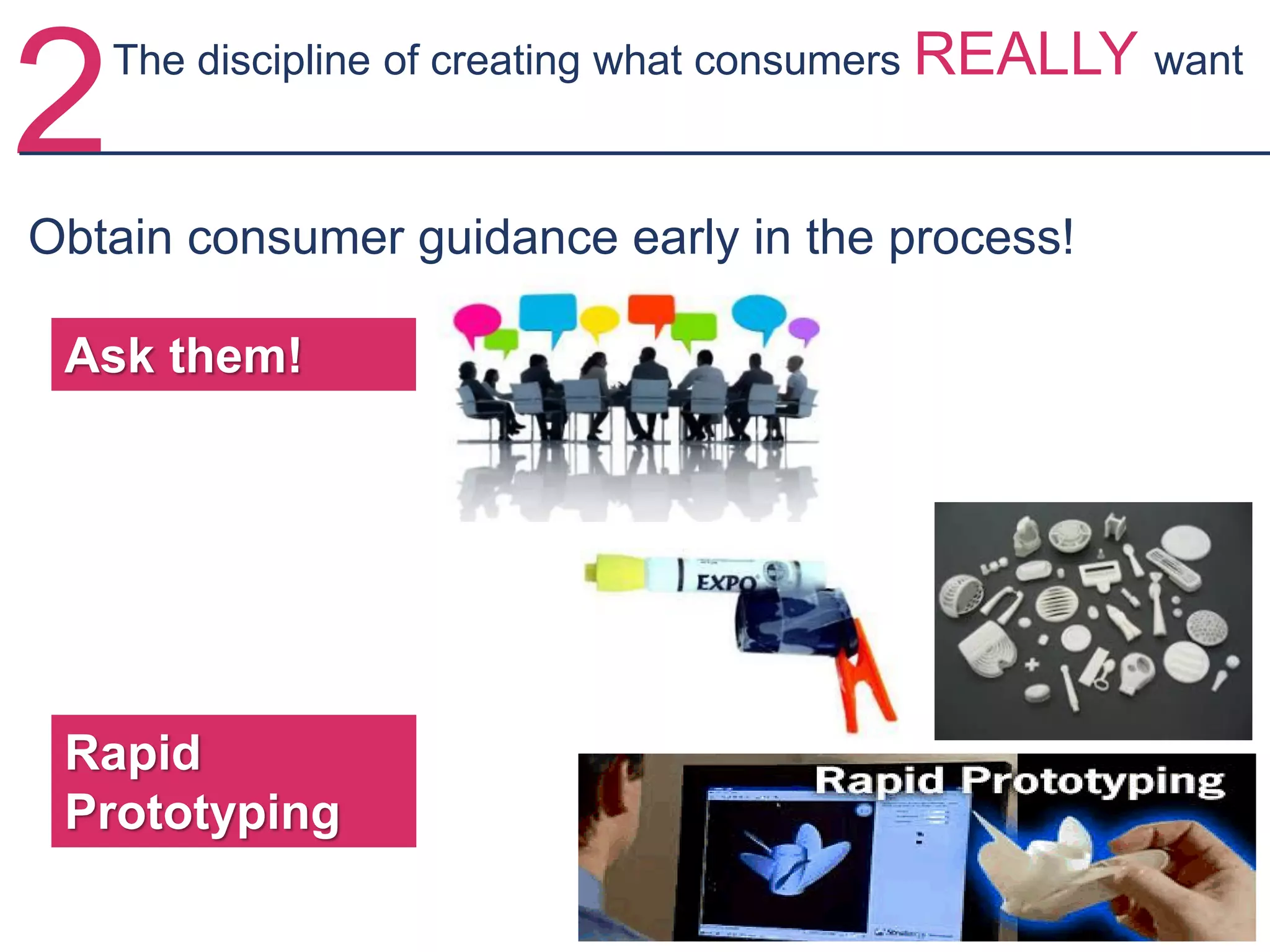 Obtain consumer guidance early in the process!
Rapid
Prototyping
Ask them!
2The discipline of creating what consumers REALLY want
 